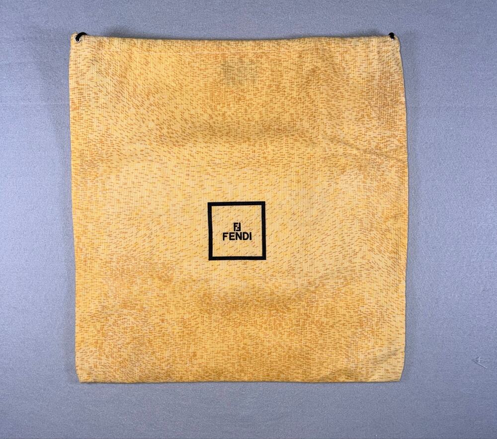 Authentic Fendi Tan Monogram Canvas Drawstring Dust Bag Medium